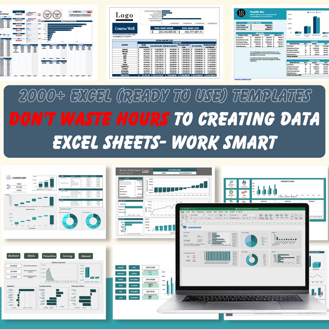 2000 Excel Template bundle 2000+ Excel Data Sheet Templates |Business Excel template, Excel Invoice Template - Image 1