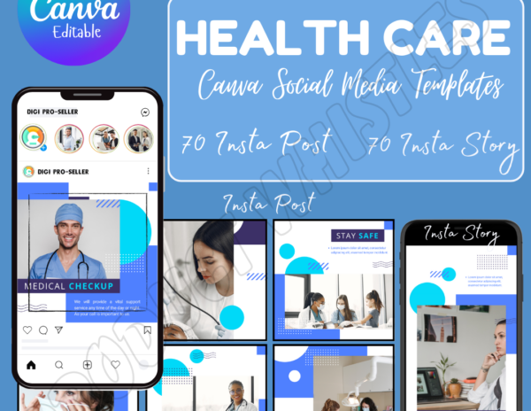 140 Canva Health Care Canva Templates Bundle