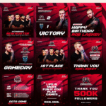E-Sports Social Media Templates Bundle | 22 PSD Files | Instagram Post & Story + Twitter Header & Facebook Cover - Image 2