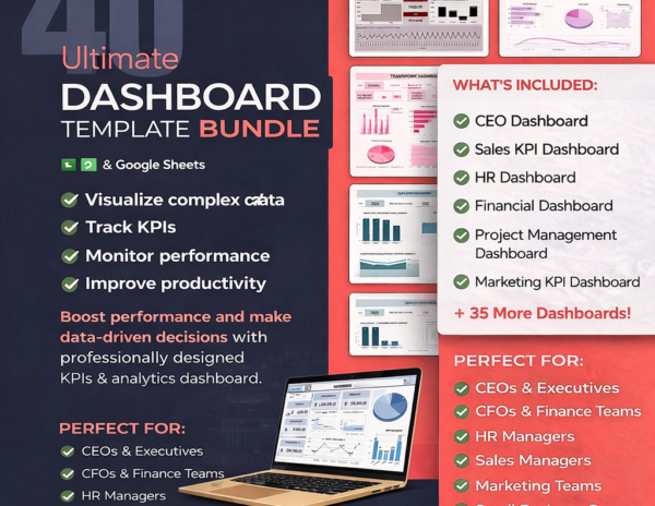 40+ Dashboard Templates Excel & Google Sheets | Business Analytics & Financial Reporting Spreadsheets