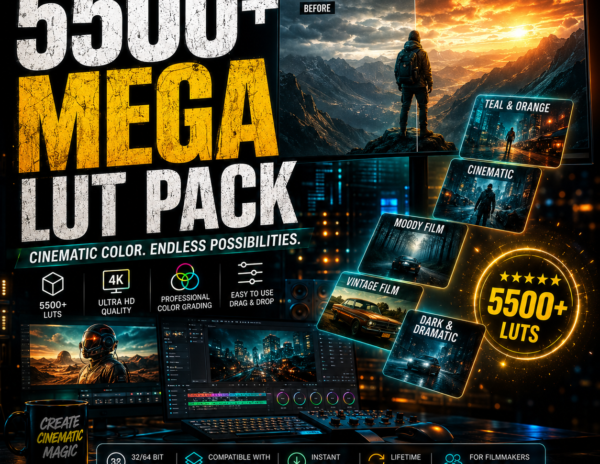 5500+ Mega LUT Pack | Cinematic Color Grading Presets | Video LUT Bundle for Premiere Pro, DaVinci Resolve & Final Cut
