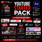 YouTube Starter Pack for After Effects | YouTube Animation Bundle | Intro Lower Third Subscribe Buttons | Content Creator Pack